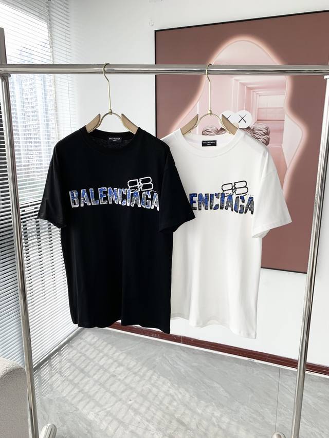 Balenc*Ag巴黎家 2023新款男女同款时尚百搭男女同款经典字母logo印花棉质t恤，贸易公司渠道，同步官网发售！超强人气款可乐t恤，火热程度更是无需多言