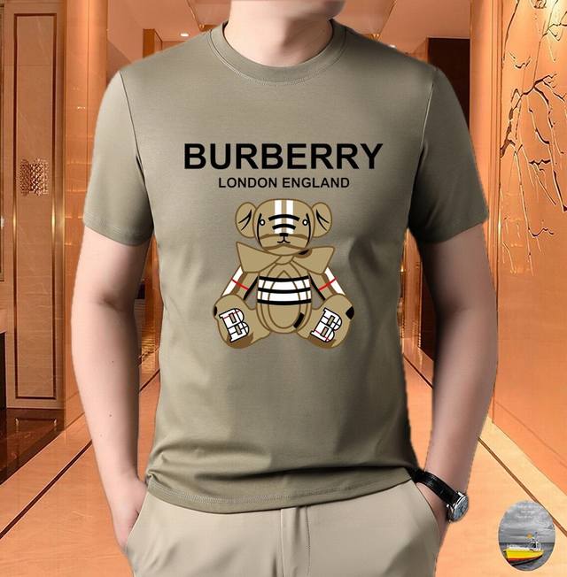 Burberry 巴宝莉 2024春夏新款专柜原单系列 高端优雅成功男士定制 顶级时尚休闲兼商务短袖圆领t恤，精选进口原单精棉面料，原版logo设计更显奢华高贵