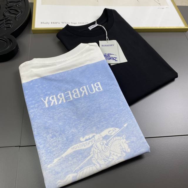 Burberry巴宝莉 2024Ss春夏最新款短袖t恤出货啦！！ 2024新款t恤 高版本专用面料 高克重纯棉面料 上身舒适不失挺阔 针脚刺绣工艺、数字印花 男