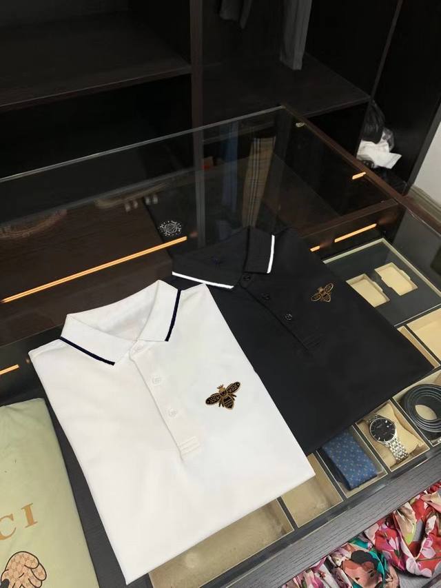 24新季gucci古奇 春夏标志性元素 标志专柜最新工艺 简约不简单得体大方polo爆款推荐 经典黑白撞色领 奢华爆款polo系列莱赛尔丝光珠地棉 短袖2022