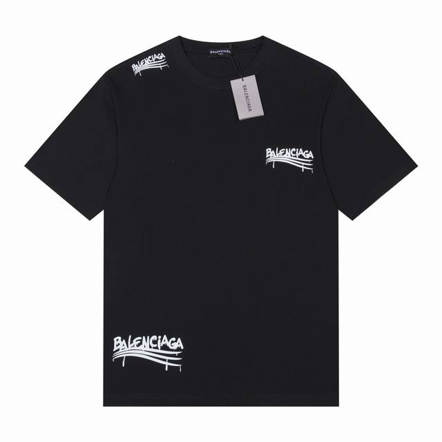 巴黎世家 Balenciaga 24S S Logo简约风格 短袖t恤 完美细节处理 32支双纱重磅300克面料 颜色 黑色 白色 码数 S M L Xl Xx