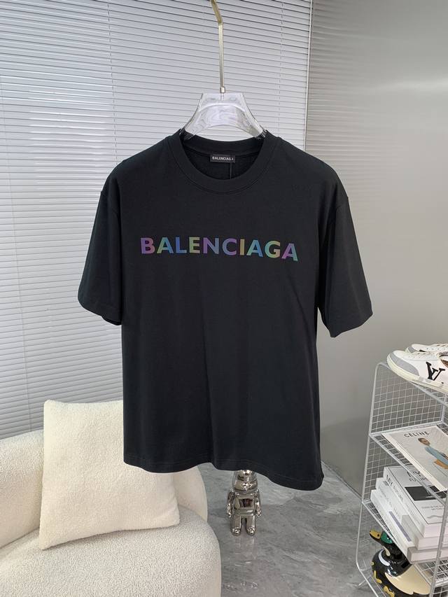 Balenciaga巴黎世家 2024Ss春夏高品质260克古驰双纱潮牌棉t恤，工艺品级别，重工工艺，尊享好货，车线做工符合精品要求，超级好搭配，落肩款，品质及