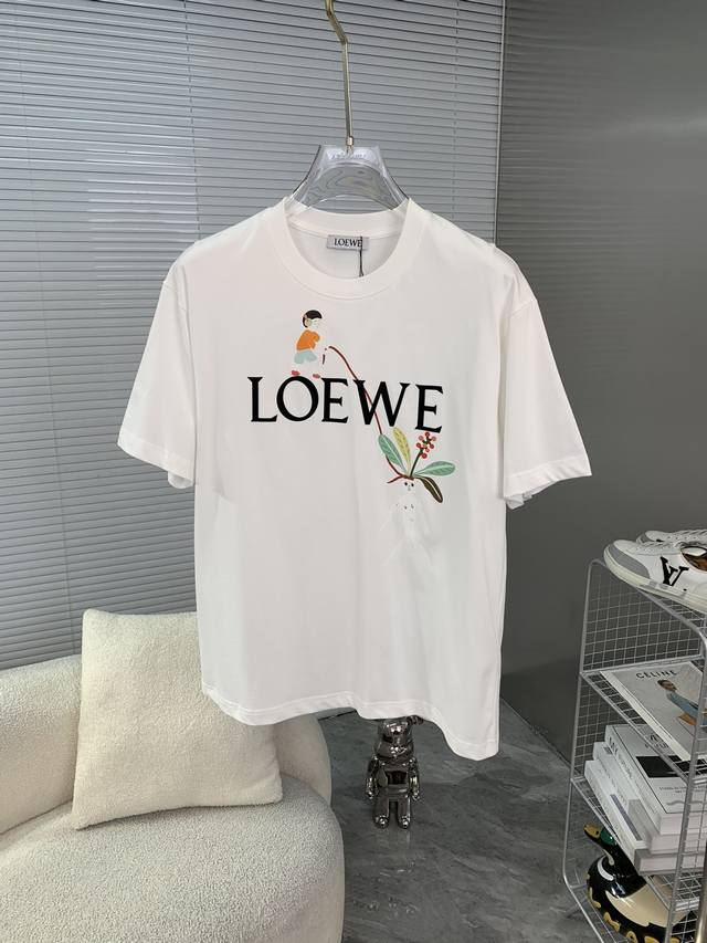 Loewe罗意威 2024Ss春夏高品质260克古驰双纱潮牌棉t恤，工艺品级别，重工工艺，尊享好货，车线做工符合精品要求，超级好搭配，落肩款，品质及剪裁设计都堪