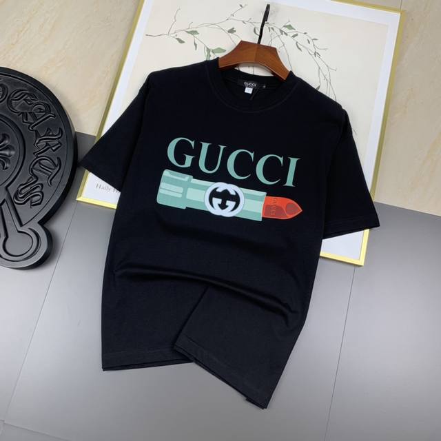 Gucci古奇 2024Ss春夏高品质240克古驰双纱潮牌棉t恤，工艺品级别，辅料顶真，车线做工符合精品要求，超级好搭配，落肩款，品质及剪裁设计都堪称一流，定制