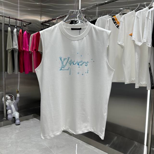 Lv 2024早春新款无袖背心 个性印花 男女同款 S M L Xl Xxl 五个码 黑色 白色