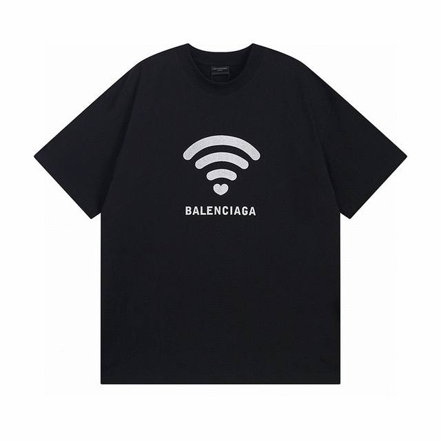 巴黎世家 Balenciaga 24S S Wifi印花 520情人节限定款 官网同步 短袖t恤 完美细节处理 32支双纱重磅300克纯棉面料 颜色 黑色 白色 - 点击图像关闭