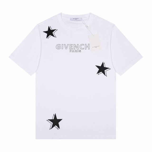 纪梵希 Givenchy 24S S 完美细节处理 星星图案 32支双纱 重磅300克 字母t恤 颜色 黑色 白色 码数 S M L Xl Xxl 五码