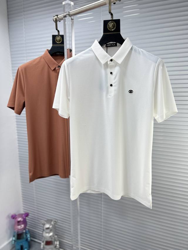 Zz*杰尼亚 Ss24夏季新款翻领polo衫 雍容华贵的品牌风格，客供进口面料，手感丝滑细腻有光泽， 做出来的衬衫也是版型垂顺挺括，并且还抗皱抗起球，贴身穿着也