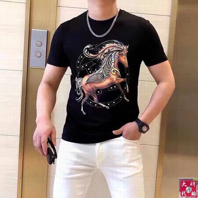 Hermes 爱马仕 胖哥福音最大4Xl 穿200斤顶级圆领时尚休闲短袖 高级定制百搭款式 任何人都可以轻松驾驭 面料全订制工艺 胸前奢华经典品牌最新logo设