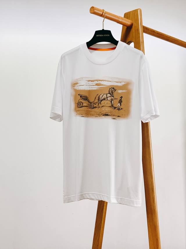 Hermès 爱马仕 2024Ss春夏新品 男士高级休闲短tee，标志性设计衔元素，亮眼时髦，品质感档次感都足够出色。不需要过多logo，懂的人自然明白你穿的是