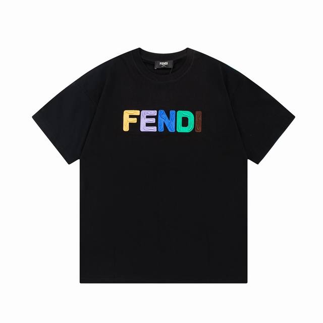 Fendi 芬迪 小魔怪彩色双ff立体针线刺绣 Logo标识精致升级，灵感源自八十年代复古 原版面料 官方同款 短袖t恤 定制260克同缸染面料 手感非常舒服