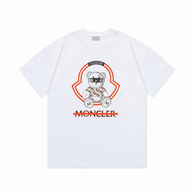 Moncler 蒙口 Mo暴力熊印花 Logo标识精致升级，灵感源自八十年代复古 原版面料 官方同款 短袖t恤 定制260克同缸染面料 手感非常舒服 春夏最新砖