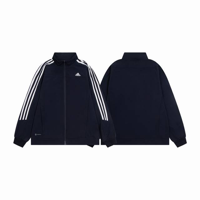 款号：0A Adidas阿迪达斯qq糖同款立领 Hc9952亚洲版立领夹克外套 金典款 男女同款 专柜定色定染 同款藏蓝色面料，同款提花记忆面料硬度适中，上身挺