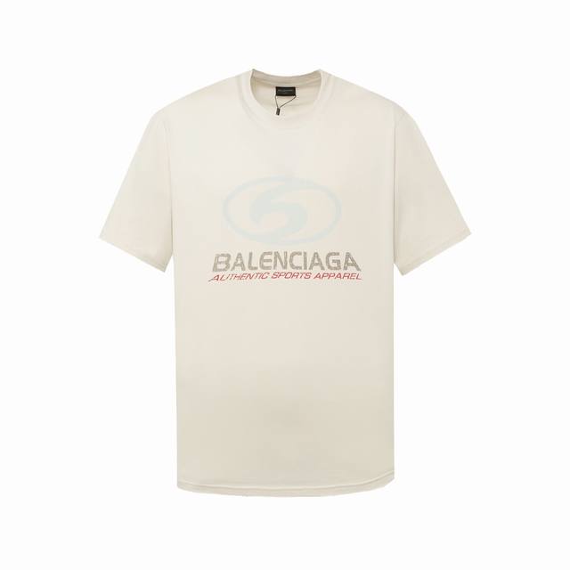 Balenciaga巴黎世家，24Ss最新款冲浪logo模糊印花，高版本，原版做旧磨破工艺，全棉面料克重300克，原版开发，手感柔顺不变形不缩水，百搭版型，男女