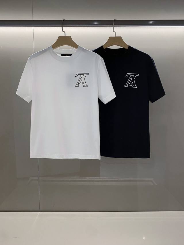 新品 香港洋行渠道货，2024早春新款vui*Ton 标识点状立体粗针刺绣logo圆领短袖t恤.客供埃及进口顶级面料，甄选尼罗河区域光照极好的上等棉花原料，经过