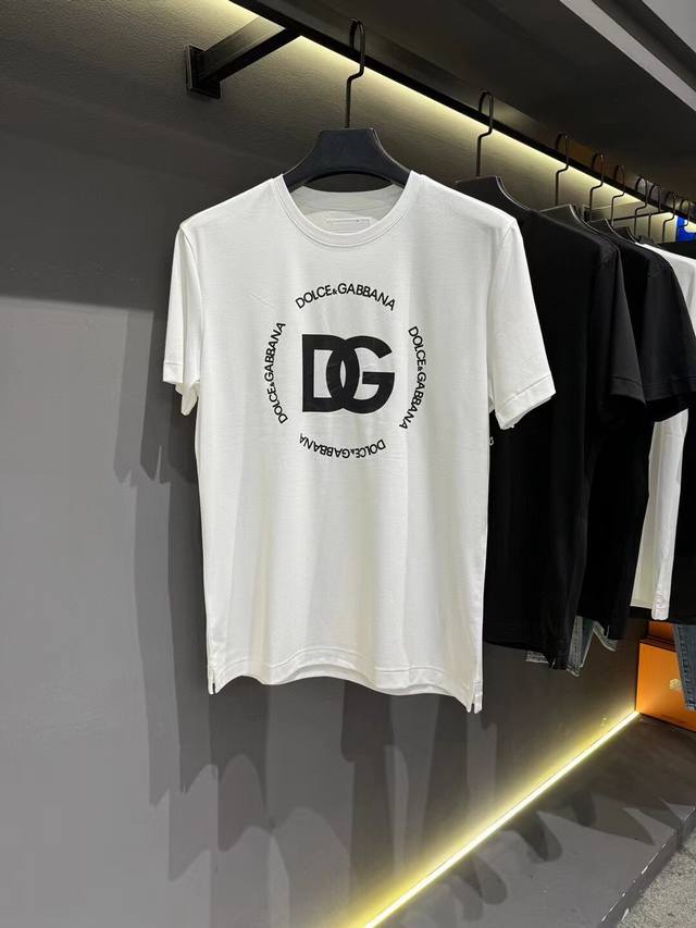 上新 24Ss Dg 早春新款t 面料原版定制新疆长绒皮麻棉 手感舒适 定制刺绣logo 底边手工挑脚 独家工艺 上身高端大气 黑 白 码数48-56