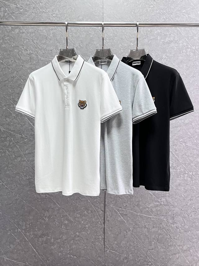 Kenzo 24Ss专柜同款polo 翻领短袖t恤 定制面料 质地丝光棉面料采用原厂弹力绒面亲肤面料，高弹力好伸缩，采用品牌logo标志图案，高端人士必备单品，