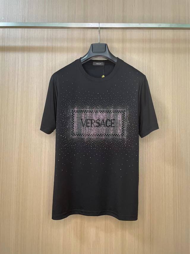 Versace 新款满天星t恤 满幅全澳砖 必然炸翻全场 黑色 M-Xxl