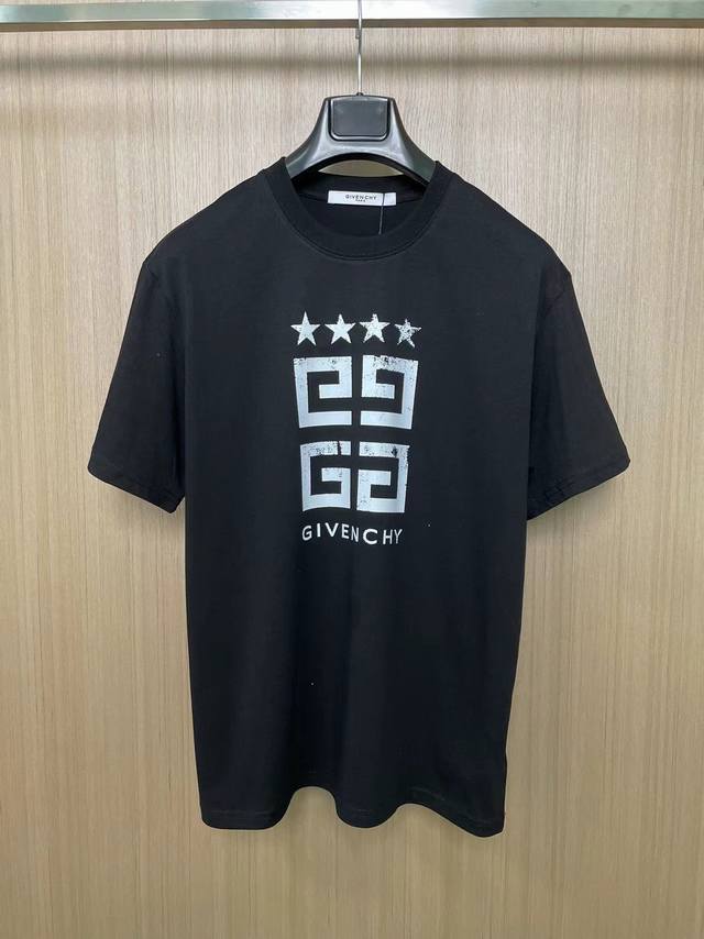 Gvc五角星印花t恤 经典4G系列 黑色系打底 白色logo 经典中的经典 时尚个性 超级百搭 男女同款 码数s-Xl