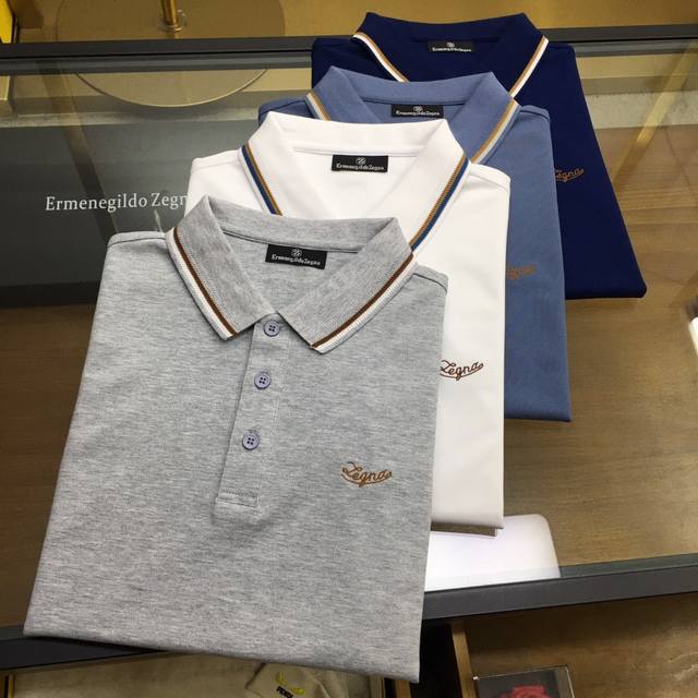 专柜新品 Z.Zegn... 2024春夏新品 时尚polo 翻领短袖 高级定制百搭款式 任何人都可以轻松驾驭 面料全订制工艺 胸前奢华经典品牌logo设计，非