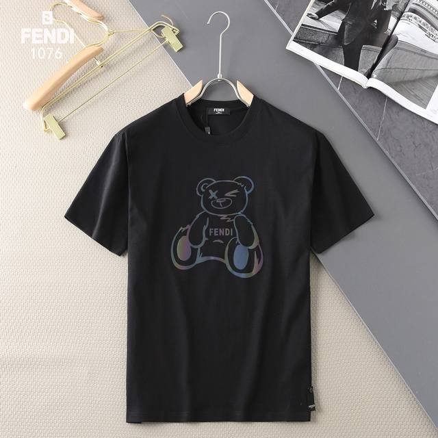 New｜Fendi刺绣短袖 面料：纯棉 260G 颜色：白色 黑色 尺码：M L Xl Xxl 3Xl 男女同款