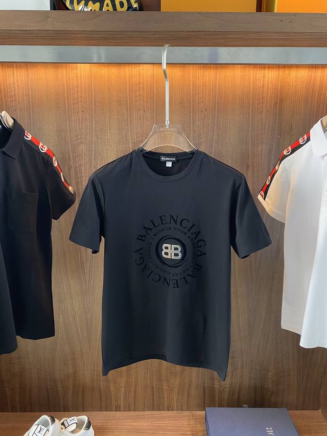 Balenciaga巴黎世家 2024Ss春夏高品质丝光棉短袖t恤 M-6Xl可穿至230斤 顶级原单品质，当下最新工艺要求，顶级订单要求车线做工，超级好搭配，