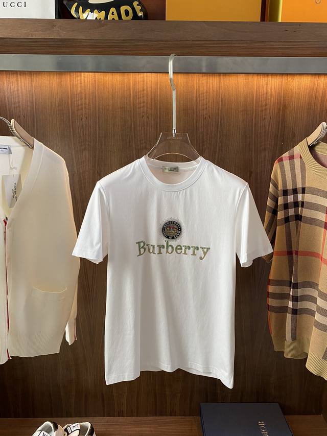 Burberry巴宝莉 2024Ss春夏高品质丝光棉短袖t恤 M-6Xl可穿至230斤 顶级原单品质，当下最新工艺要求，顶级订单要求车线做工，超级好搭配，顶级定