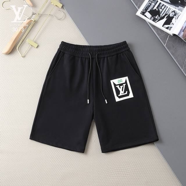 New｜Louis Vuitton 新款短裤 面料：纯棉毛圈底 颜色：黑色 灰色 白色 尺码：M L Xl Xxl L 男女同款