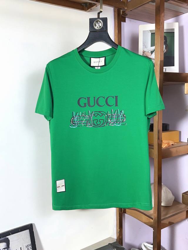 Gucci 古奇 胖哥福音最大4Xl可穿200斤顶级圆领休闲短袖高级定制百搭款式 任何人都可以轻松驾驭 面料全订制工艺 胸前奢华经典品牌最新logo设计，非常显