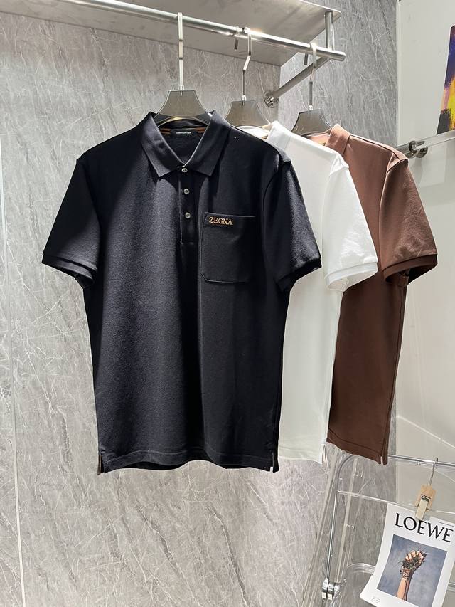 Zegna 2024Ss夏季新款 Logo男士翻领polo衫！经典商务男款，高端男装的天花板级别的商务男款！简约时尚大气不失优雅，单穿内搭体面过人，品质控 细节