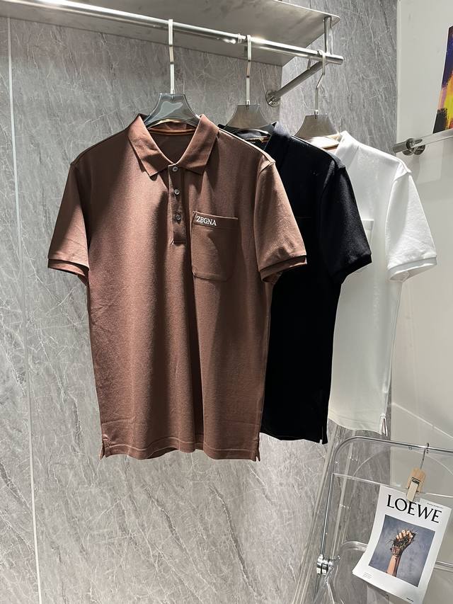 Zegna 2024Ss夏季新款 Logo男士翻领polo衫！经典商务男款，高端男装的天花板级别的商务男款！简约时尚大气不失优雅，单穿内搭体面过人，品质控 细节