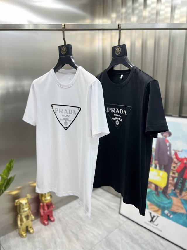 Prada 普拉达 2024春夏新品 三标齐全 T恤短袖 好货不用过多介绍 看细节 专柜码数：M-6Xl 175 建议xl 最大穿220