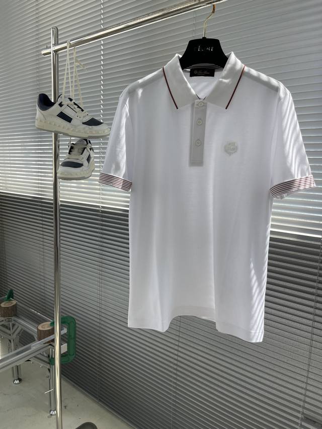 Loro Piana 刺绣短袖polo 材质 桑蚕丝加棉 适用季节