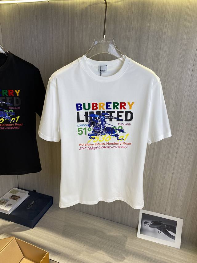 Burberry巴宝莉 2024Ss春夏最新款短袖t恤出货啦！！ 2024新款t恤 高版本专用面料 高克重丝光面料 上身舒适不失挺阔 针脚刺绣工艺、数字印花、植