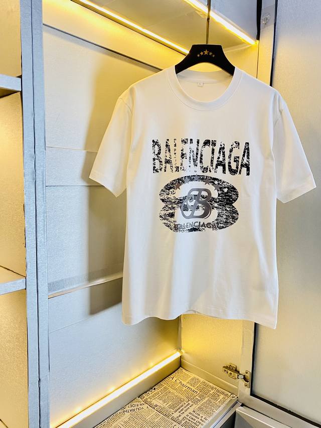 穿210斤 胖子福音 情侣装巴黎世家balenciaga 原单品质 2024最新款 男装短袖t恤 精选专柜订制顶级丝光棉进口面料 所有细节做工完美1比1复刻 还