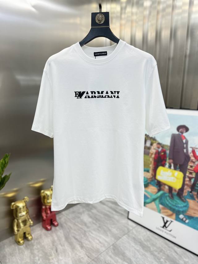 Armani 阿玛尼 2024年春夏新品上新 三标齐全 圆领短袖t恤 好货不用过多介绍 看细节 专柜码数：M-Xxxl 175 建议l