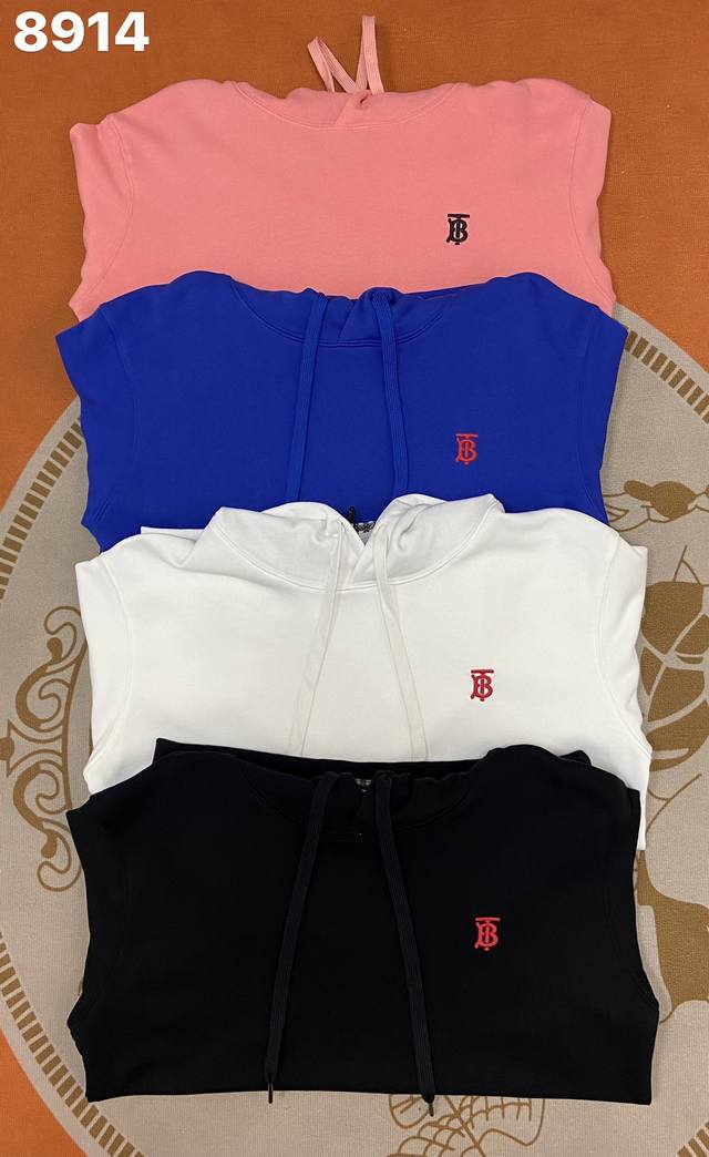 8914 男女同款连帽卫衣 毛圈面料 刺绣工艺 粉色 兰色 黑色 白色 S M L Xl