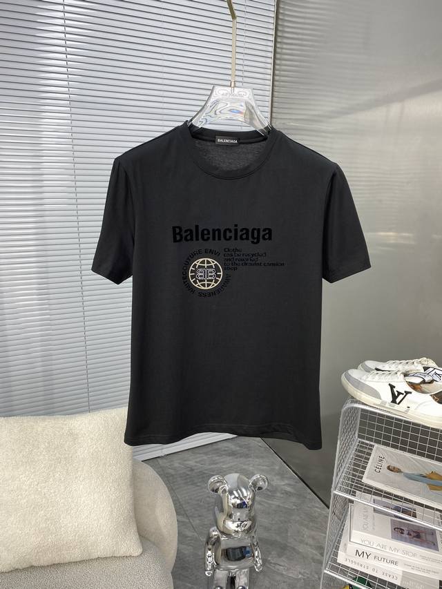 Balenciaga巴黎世家 2024Ss春夏高品质丝光棉短袖t恤 M-6Xl可穿至230斤 顶级原单品质，当下最新工艺要求，顶级订单要求车线做工，超级好搭配，