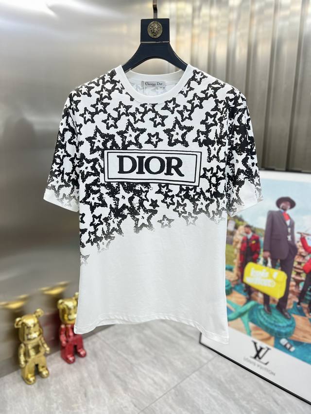 Dior 迪奥 2024春夏新品 三标齐全 圆领短袖t恤 好货不用过多介绍 看细节 专柜码数：M-Xxl 175 建议m 宽松版型 最大穿200斤