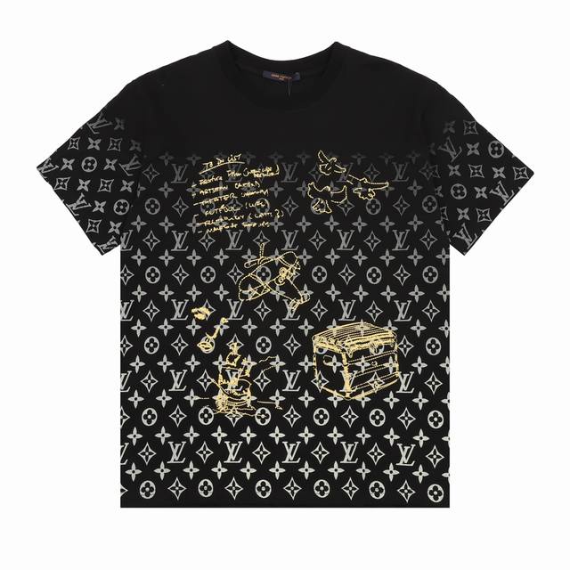 Louisvuitton 路易威登 渐变满印绣花情侣款短袖t恤 Size：S-L