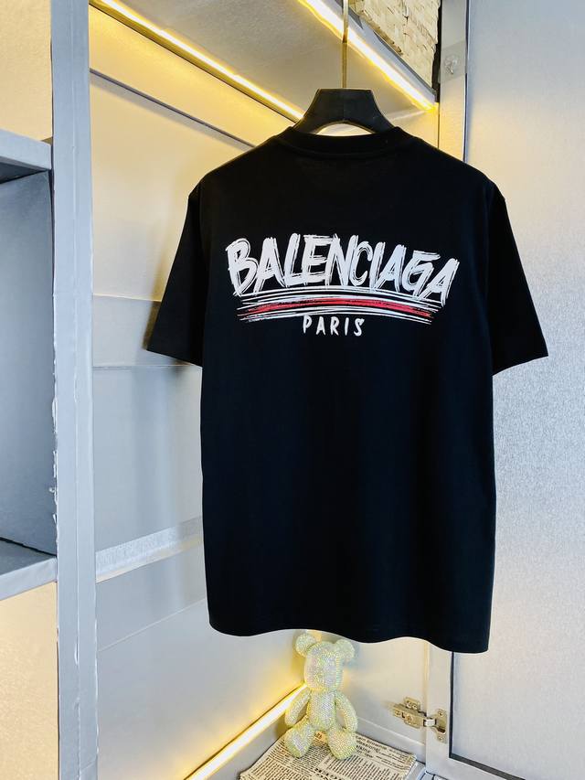 穿210斤 胖子福音 情侣装巴黎世家balenciaga 原单品质 2024最新款 男装短袖t恤 精选专柜订制顶级丝光棉进口面料 所有细节做工完美1比1复刻 还