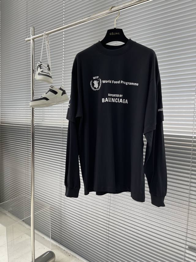 Balenciag 粮食联名长袖 椭圆机进口绒面发泡浆工艺 厚感度十足 还原正品印花厚度 不单单是胸前背后绒面印花 双袖经典粮食印花 侧面看印花可以看出绒面感