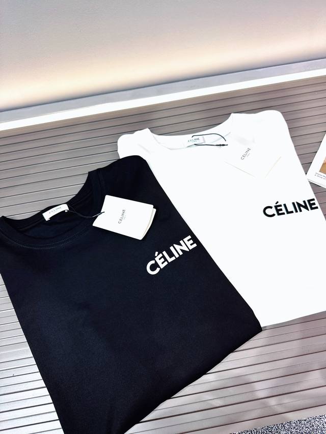 Celine赛琳2024夏季新品渠道精品！满分胶印logo元素打造，高端气质型必入的极品款式，一款极具腔调感与魅力的单品！客供定织双股纯棉面料，高克重180+，