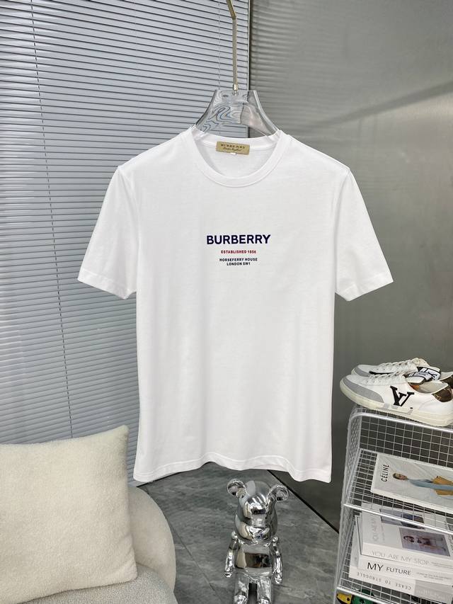 Burberry巴宝莉 2024Ss春夏高品质丝光棉短袖t恤 M-6Xl可穿至230斤 顶级原单品质，当下最新工艺要求，顶级订单要求车线做工，超级好搭配，顶级定