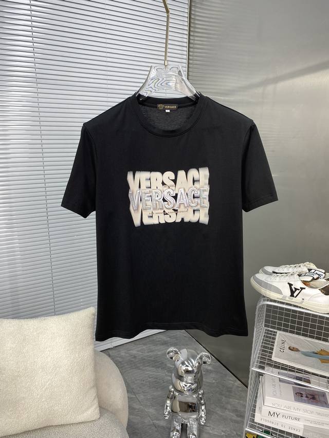 Versace范思哲 2024Ss春夏高品质丝光棉短袖t恤 M-6Xl可穿至230斤 顶级原单品质，当下最新工艺要求，顶级订单要求车线做工，超级好搭配，顶级定制