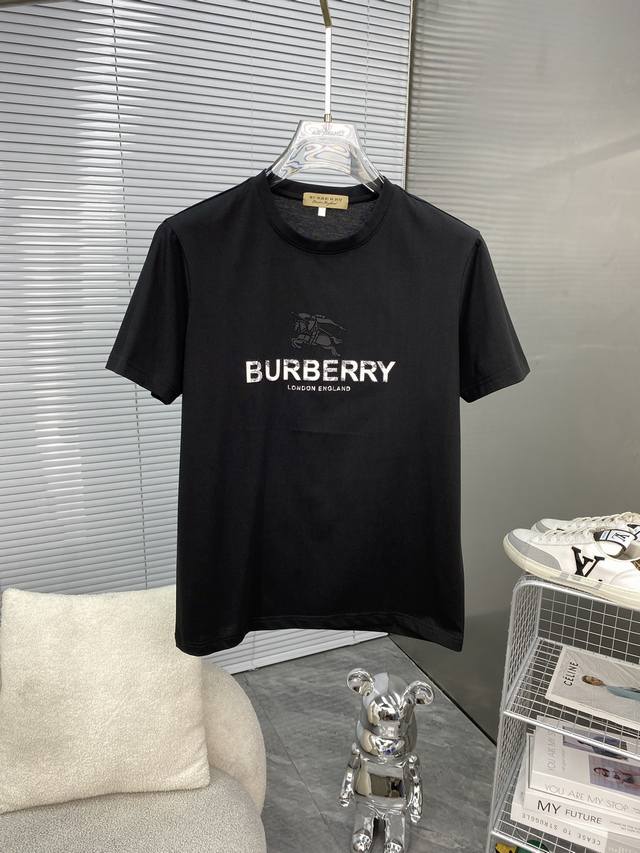 Burberry巴宝莉 2024Ss春夏高品质丝光棉短袖t恤 M-6Xl可穿至230斤 顶级原单品质，当下最新工艺要求，顶级订单要求车线做工，超级好搭配，顶级定