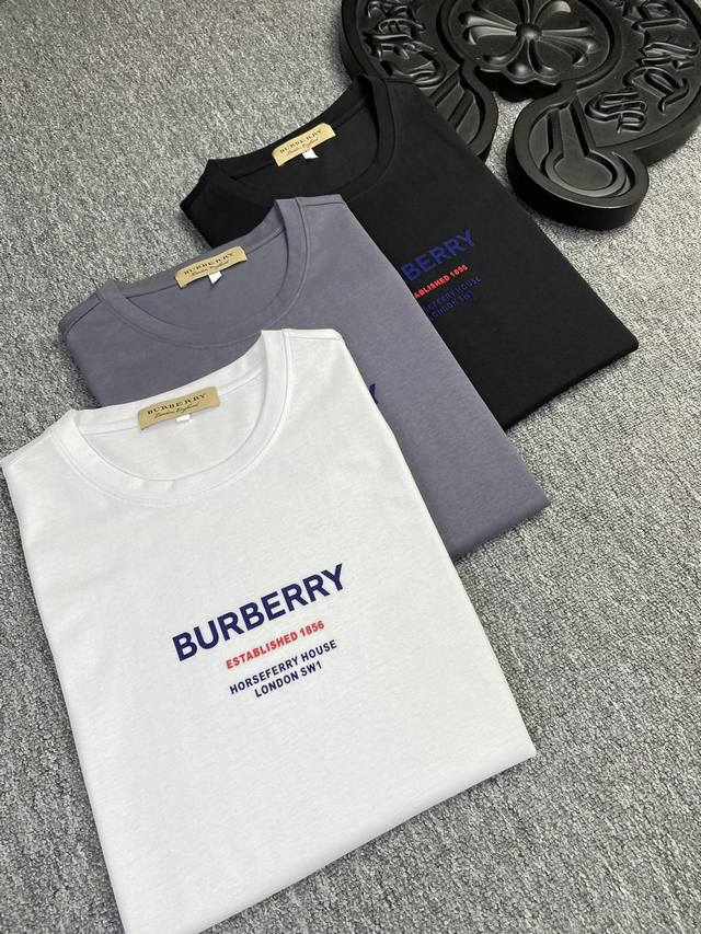 Burberry巴宝莉 2024Ss春夏高品质丝光棉短袖t恤 M-6Xl可穿至230斤 顶级原单品质，当下最新工艺要求，顶级订单要求车线做工，超级好搭配，顶级定