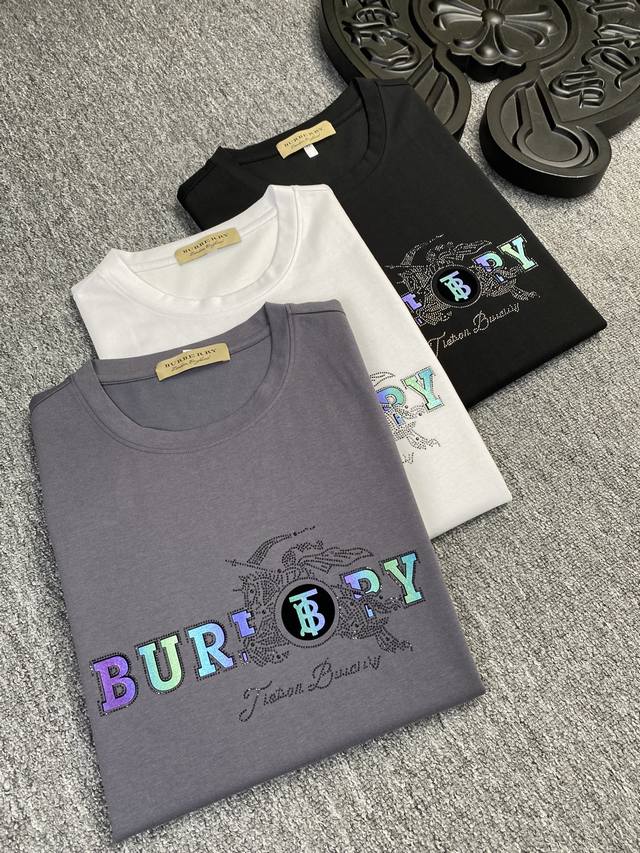 Burberry巴宝莉 2024Ss春夏高品质丝光棉短袖t恤 M-6Xl可穿至230斤 顶级原单品质，当下最新工艺要求，顶级订单要求车线做工，超级好搭配，顶级定