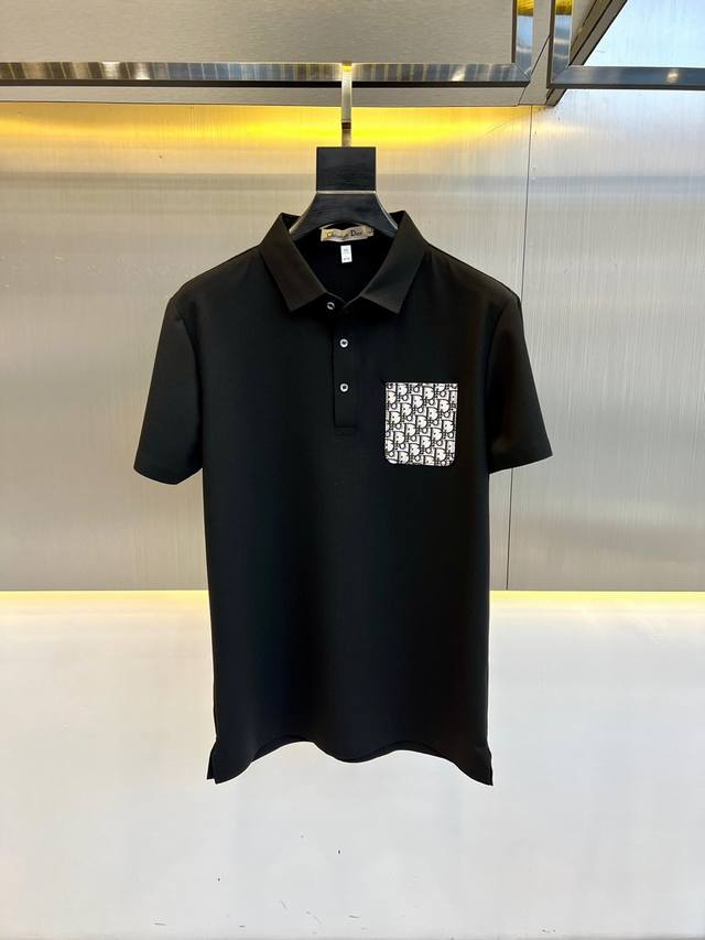 Dio迪奥、24S新款短袖polo Shirt，拼皮口袋logo休闲版型时尚上衣tee，高工艺版型超好，绝对爆款推荐 各季节打底单穿都好看 男女同款，好看好看好