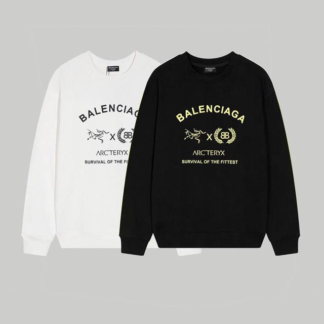 宽松版型 采用330克双股大毛圈面料 Balenciaga巴黎世家联名始祖鸟印花圆领卫衣！ 宽松版型 采用380克双股大毛圈面料 从面料到辅料全重磅 百搭情侣款